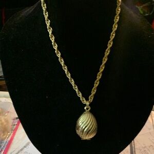 Avon Gold Textured Locket Pendant Necklace